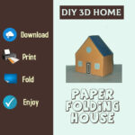 PH_DG_005 Small Orange Color 3D Paper folding Hut , DIY paper house